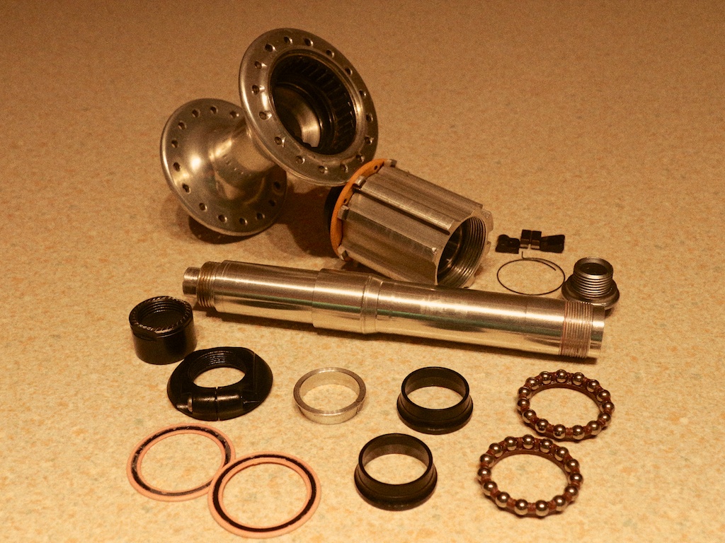 Rear hub with new cones and bearings