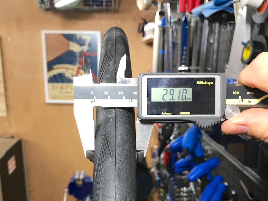 Tires measure 29mm actual on Alpha 400 rims